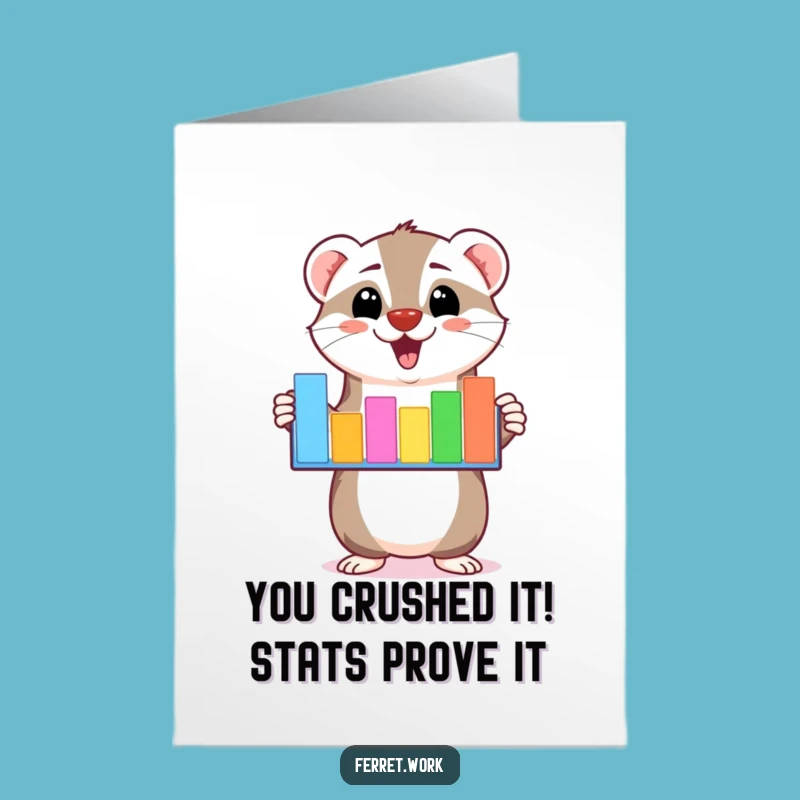Congrats Free Printable Card: Humorous Ferret Bar Graph Success for Any Achievement