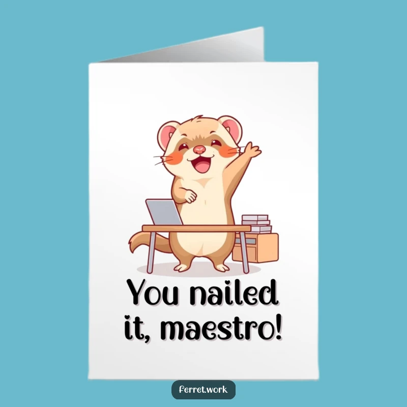 Free Printable Ferret Card: Congrats Desk Dance Celebration Downloadable Gift!