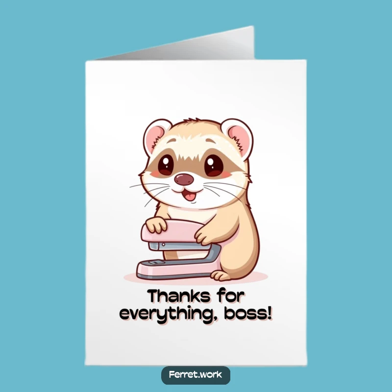 Free Printable Thank You Card: Ferret Stapler Service Funny Downloadable Card
