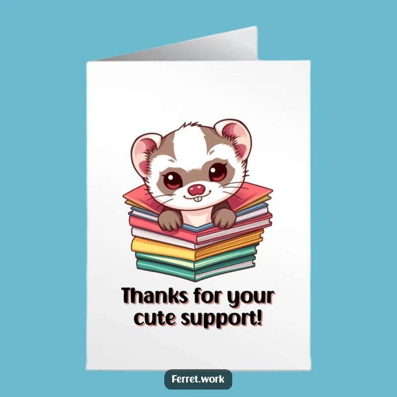 Free Printable Thank You Card: Kawaii Ferret, Grateful Downloadable Cuteness