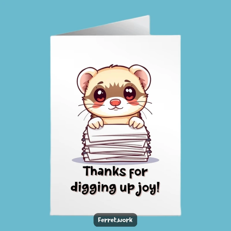 Free Printable Thank You Card: Kawaii Ferret Paper Peek - Instant Download