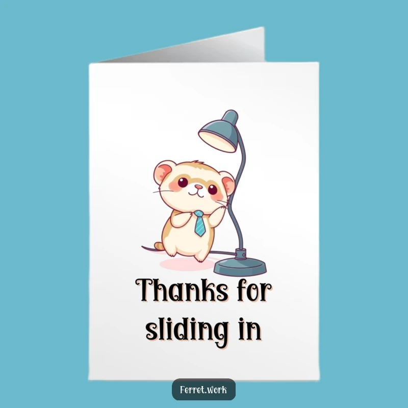 Free Printable Thank You Card: Kawaii Ferret's Lamp Cord Adventure!