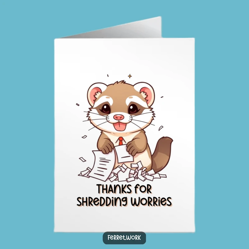 Free Printable Thank You Card: Kawaii Ferret Shredding Documents!