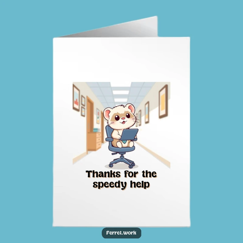 Free Printable Thank You Card: Kawaii Ferret Zoom - Funny Downloadable Gift