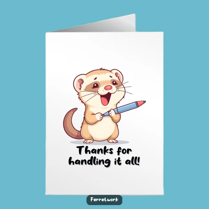 Free Printable Thank You Card: Juggling Ferret Office Gratitude Humor Downloadable
