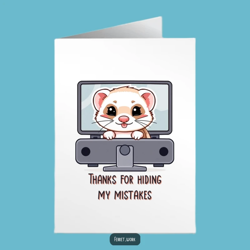 Free Printable Thank You Card: Mischievous Ferret, Funny Tech Humor Downloadable Gift