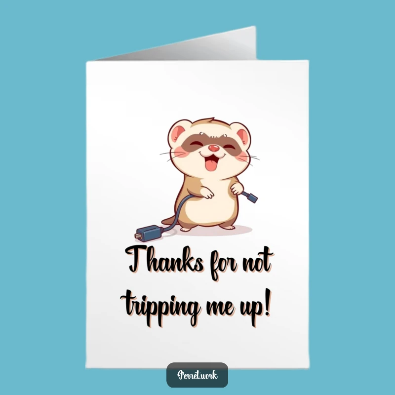 Free Printable Thank You Card: Clumsy Ferret - Grateful Downloadable Gift