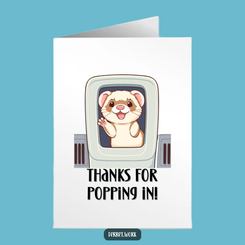 Free Printable Thank You Card: Waving Ferret Cubicle Greeting Downloadable