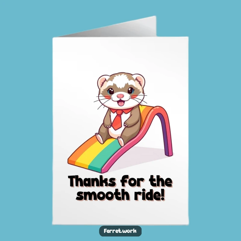 Free Printable Thank You Card: Sliding Ferret, Rainbow Downloadable Gratitude
