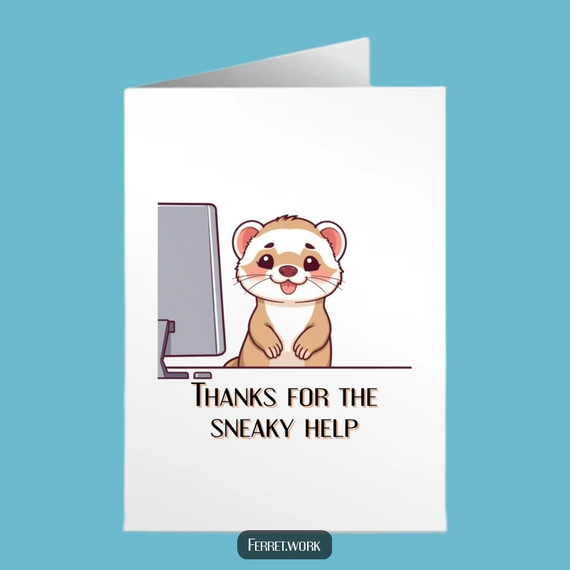 Free Printable Ferret Thank You Card: Grinning Monitor Peek Downloadable Gift