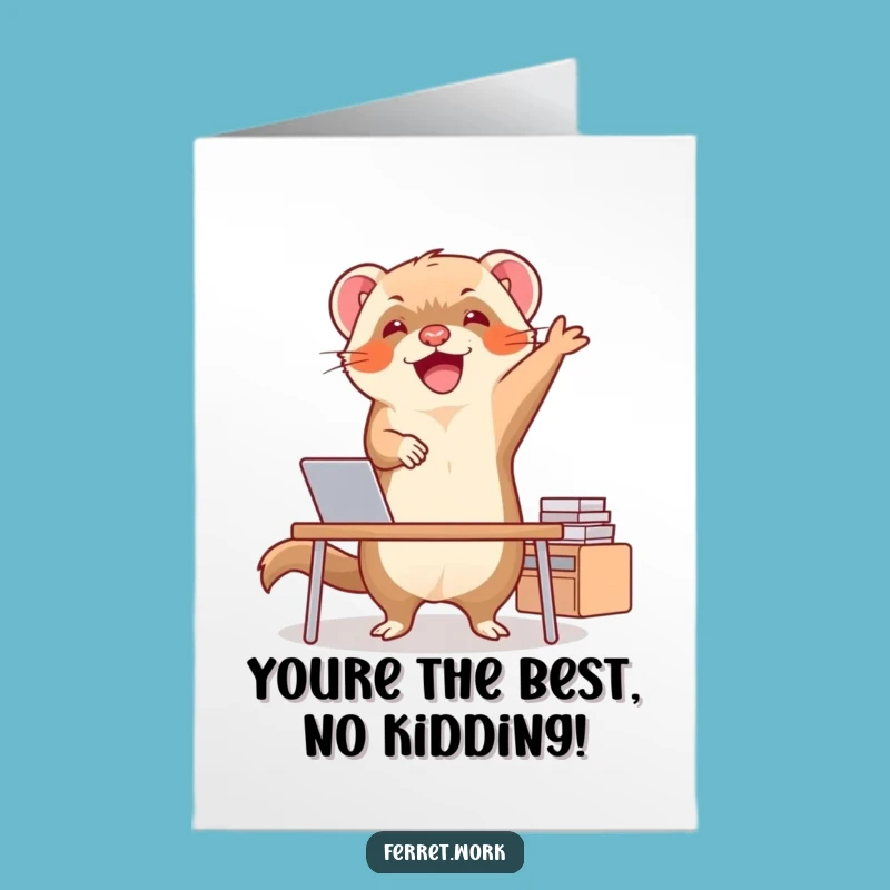 Free Printable Ferret Thank You Card: Grateful Desk Dance Downloadable Gift!