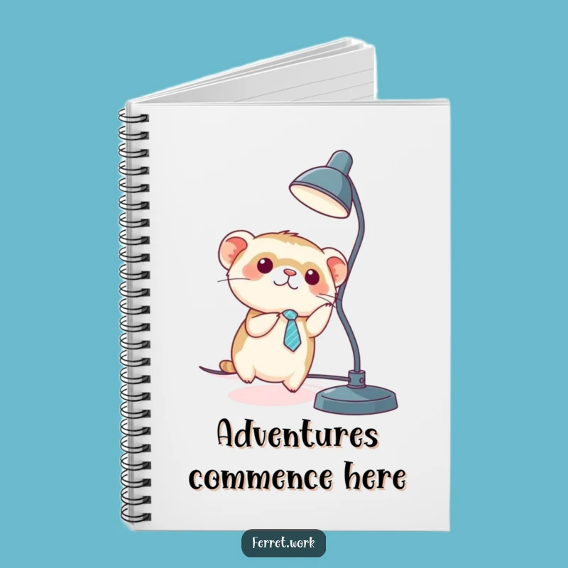 Funny Kawaii Ferret Tie Sliding Notebook - Hilarious Office Notes Gift