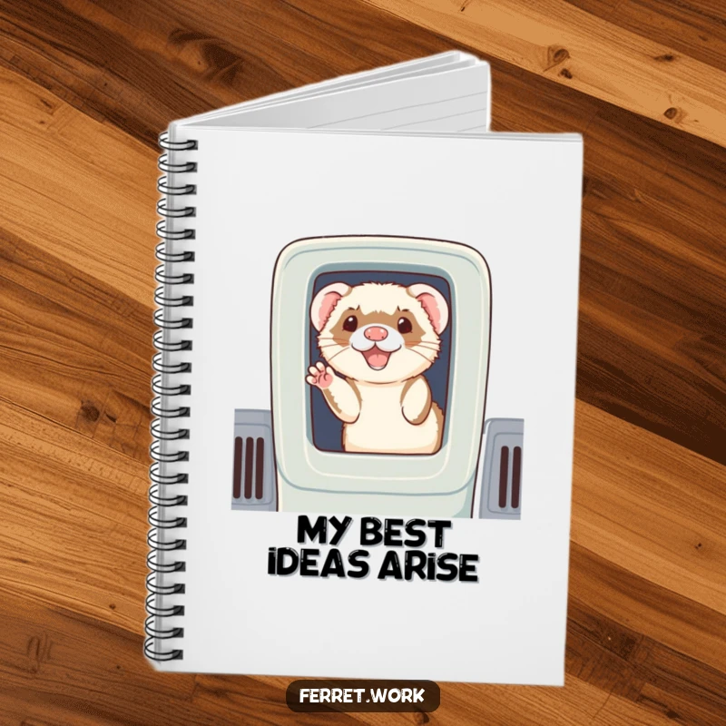 Funny notebook: A cute ferret peeking from a cubicle and waving, designed for jotting down friendly thoughts.
