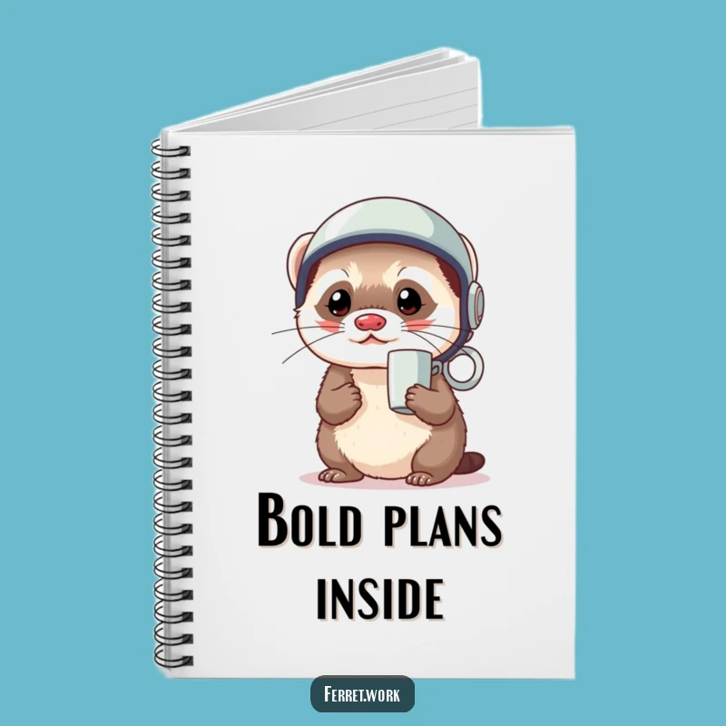 Funny Kawaii Ferret Helmet Notebook - Ready for Ideas Journal