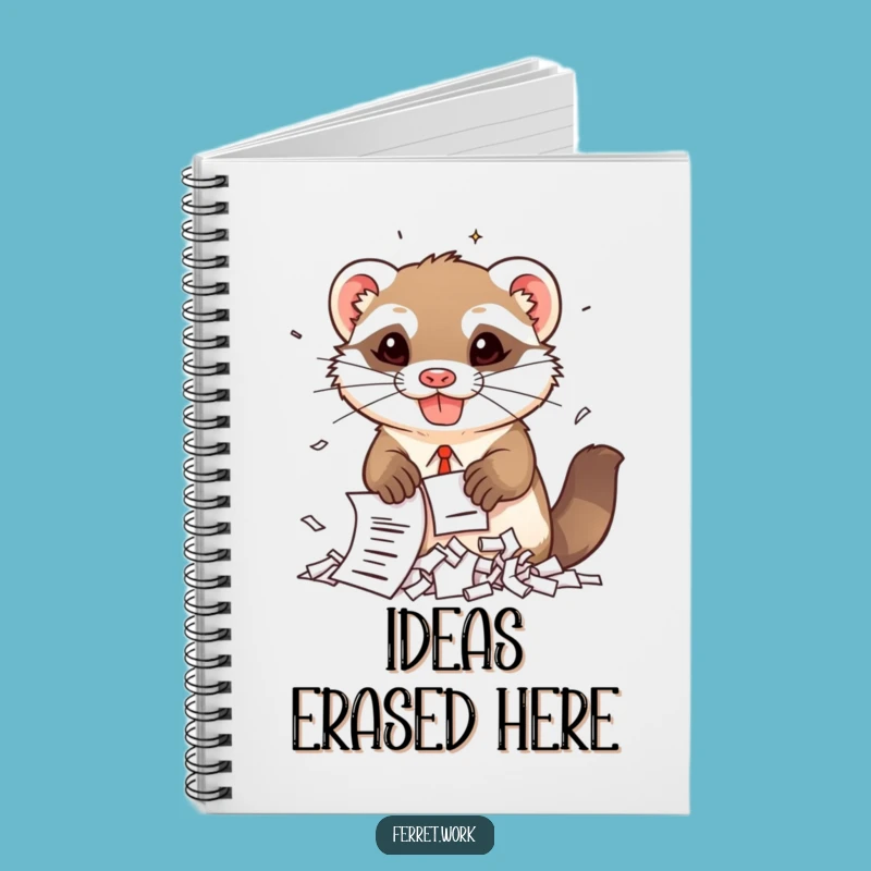 Funny Kawaii Office Ferret Shredding Notes Notebook - Hilarious Stationery Gift