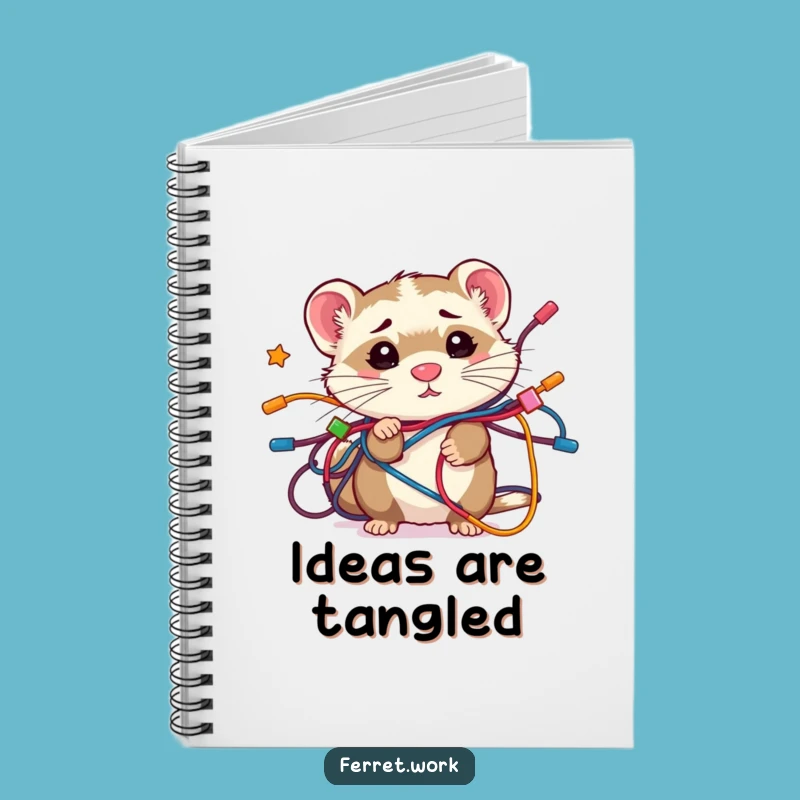 Funny Confused Kawaii Ferret Wire Tangle Notebook, Organize Your Thoughts (Maybe)