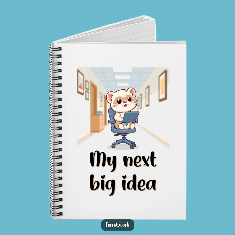 Funny Kawaii Office Ferret Zoom Notebook, Jot Down Laughs