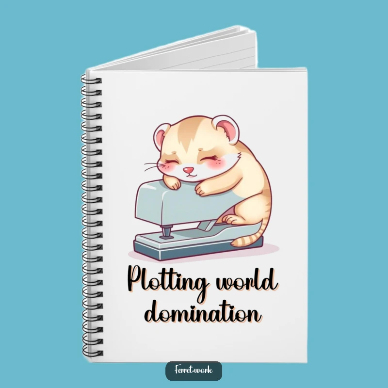 Funny Kawaii Office Ferret Stapler Nap Notebook, Jot Down Ideas with a Smile