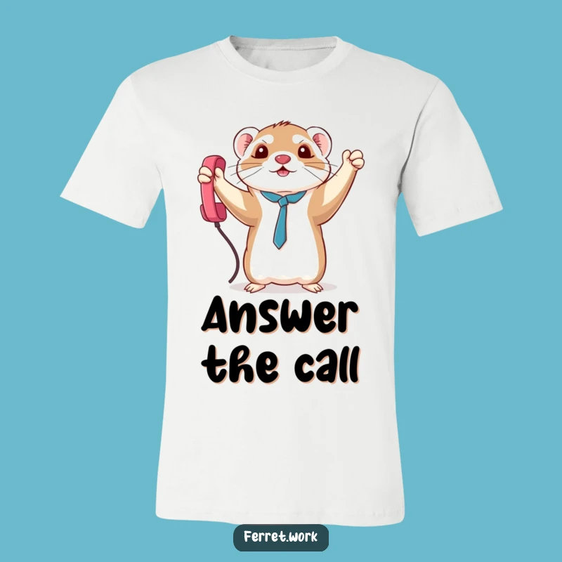 Funny Triumph Kawaii Ferret Phone Cord T-Shirt, Conquer Cables with Humor