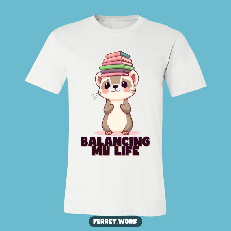 Funny Ferret Forms Balancing Tee: Overwhelmed Paperwork for a Hilarious Casual Look
