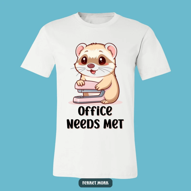Funny Ferret Stapler Nod T-Shirt: Hilarious Office Shirt for Ferret Fans