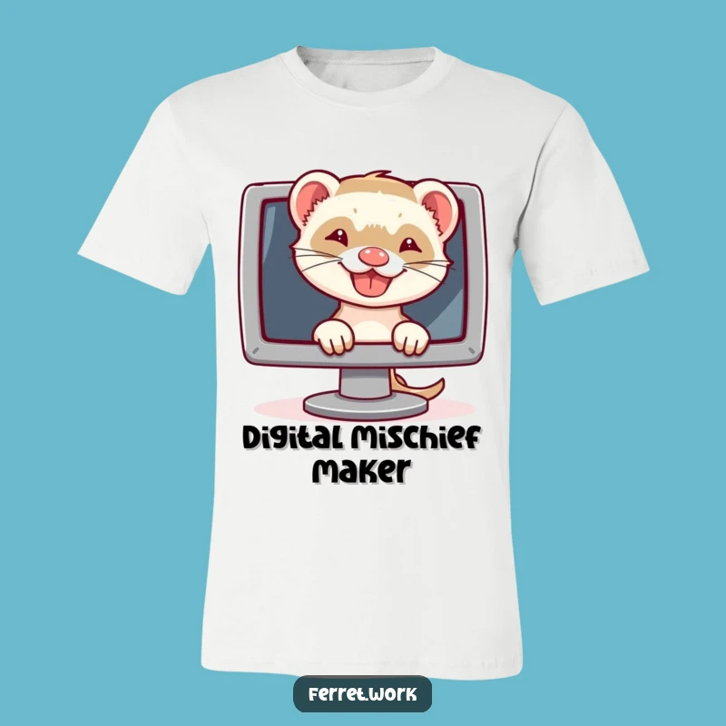 Funny Ferret Tech Grin T-Shirt: Hilarious Geeky Shirt for Ferret Fans