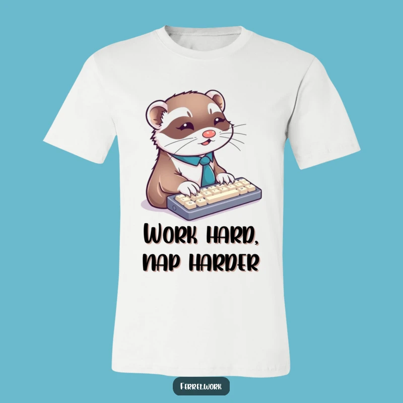 Funny Ferret Tie Keyboard T-Shirt - Work From Home Animal Tee