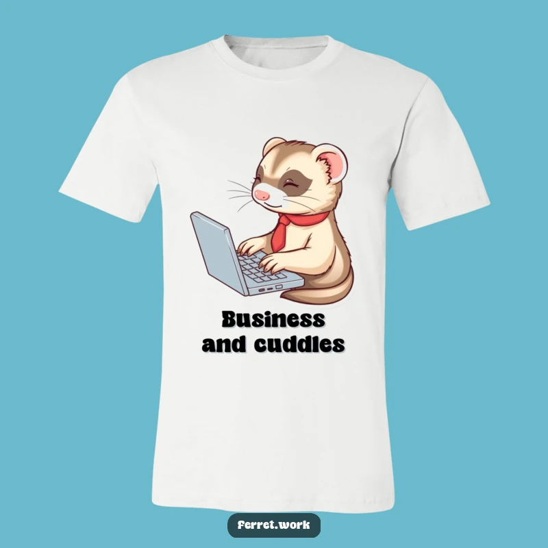 Funny Ferret Tie Shirt - Enthusiastic Laptop Typer Tee Gift