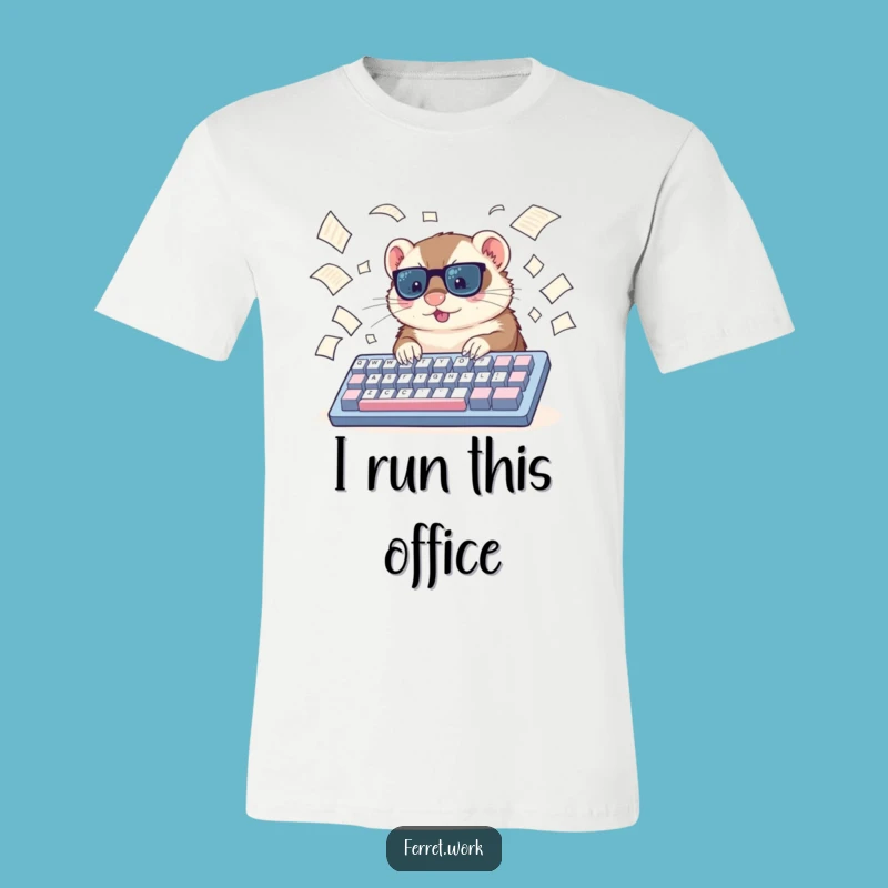 Funny Ferret Typing T-Shirt: Office Chaos & Hilarious Gift