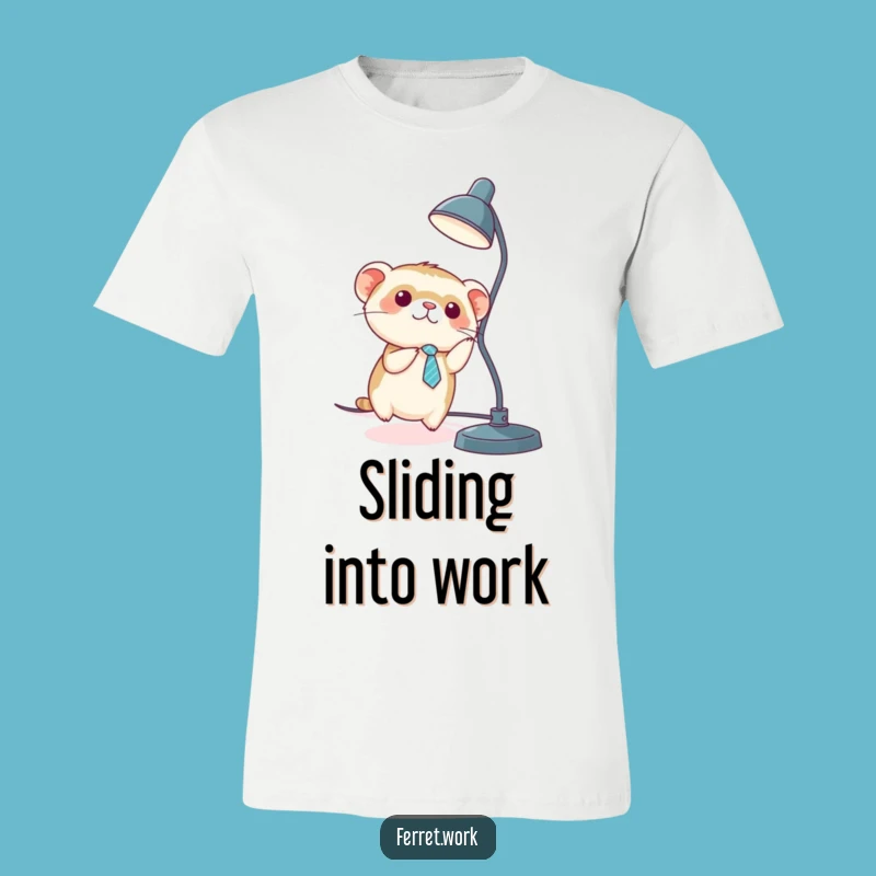Funny Kawaii Ferret Tie Sliding T-Shirt - Daring Office Humor Gift