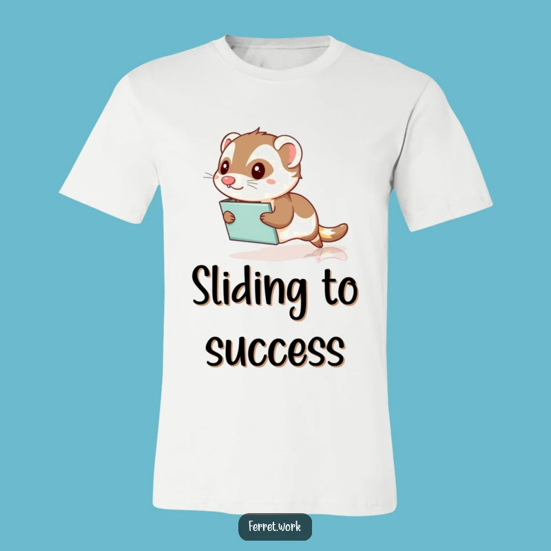 Funny Office Ferret Slide T-Shirt - Hilarious Workplace Commute for a Laugh!
