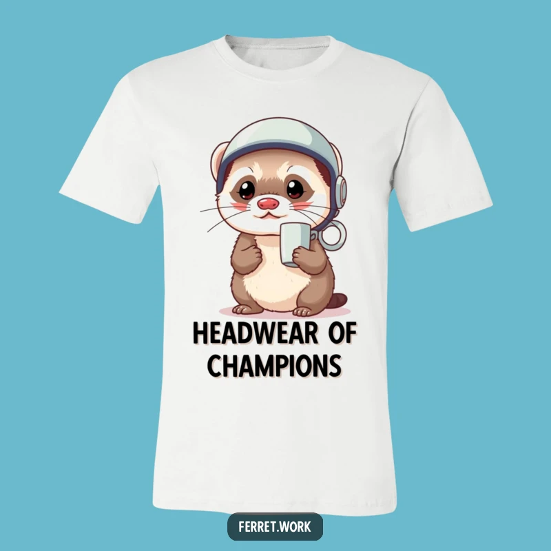 Funny Kawaii Ferret Helmet T-Shirt - Prepared & Playful Humor Gift