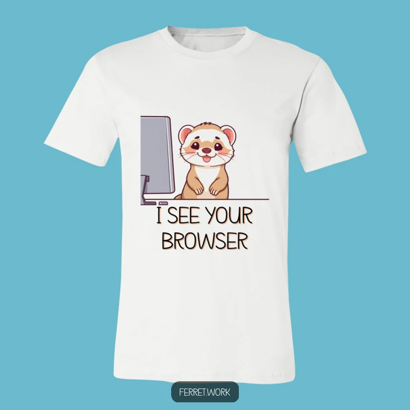 Funny Ferret Computer Grin T-Shirt - Techy & Playful Fashion Gift