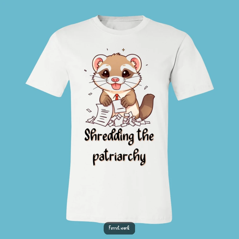 Funny Kawaii Office Ferret Document Shredder T-Shirt - Hilarious Gift Idea