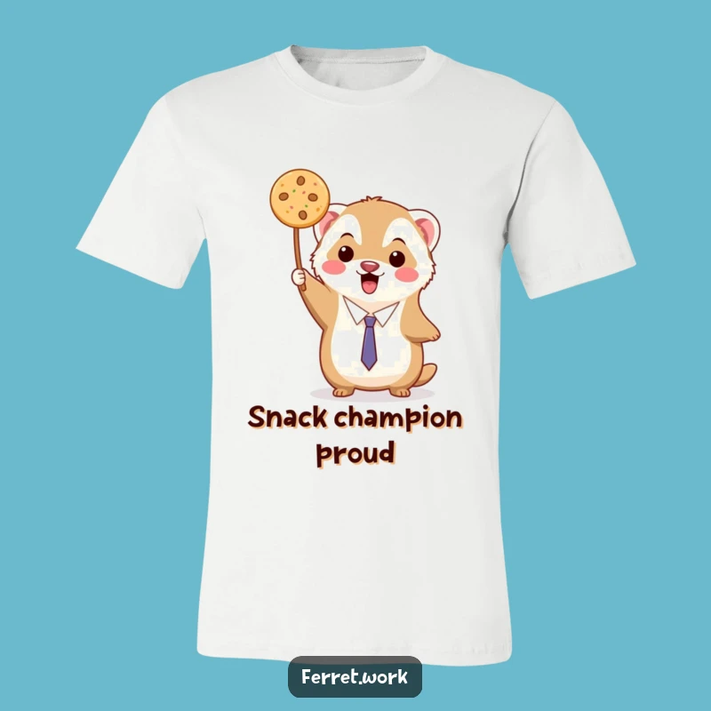 Funny Kawaii Ferret Cookie Victory T-Shirt - Snack Time Humor Gift
