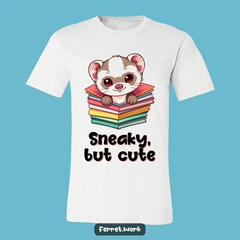 Funny Kawaii Ferret Folder T-Shirt: Adorable Mischief & Gift