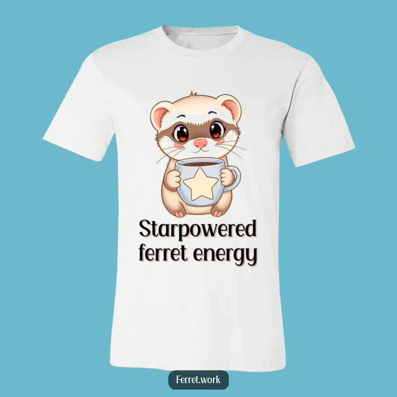 Funny Ferret Tee: Curious Eyes & Star Coffee Mug Adorable Print