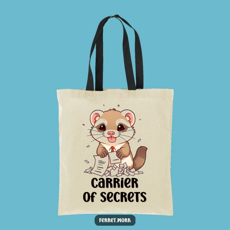Funny Kawaii Office Ferret Document Shredder Tote Bag - Eco-Friendly & Hilarious