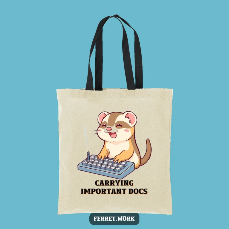 Funny Office Ferret Keyboard Tote Bag: Smoking Carry-All Perfect Funny Gift