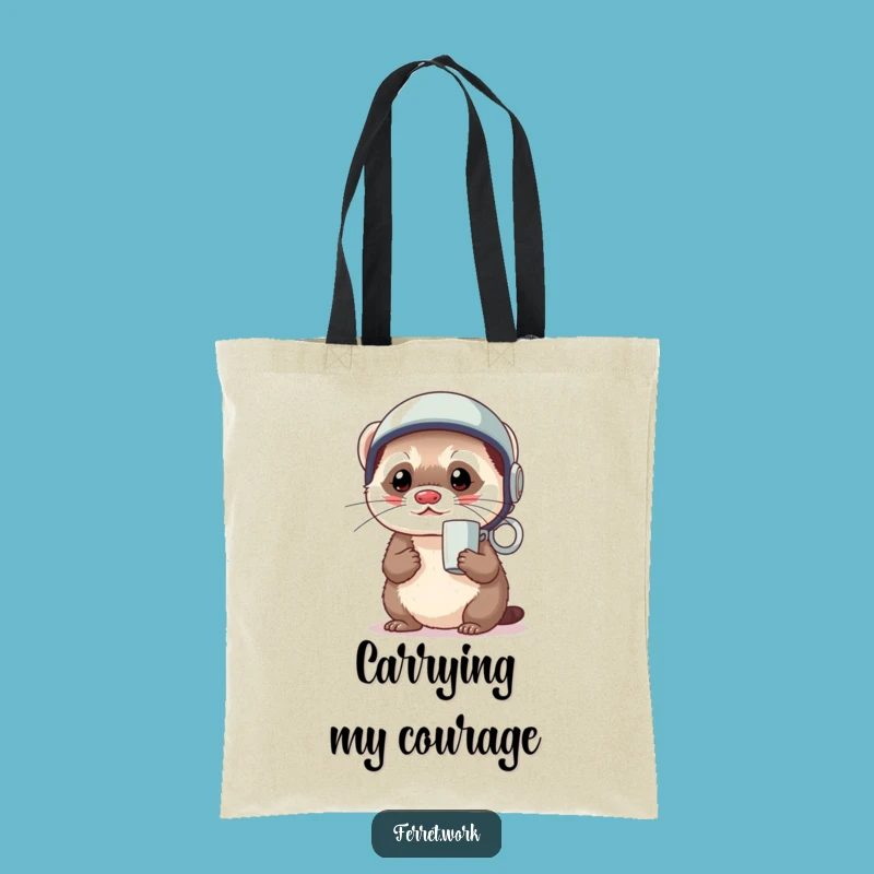 Funny Kawaii Ferret Helmet Tote Bag - Carry Your Courage Gift
