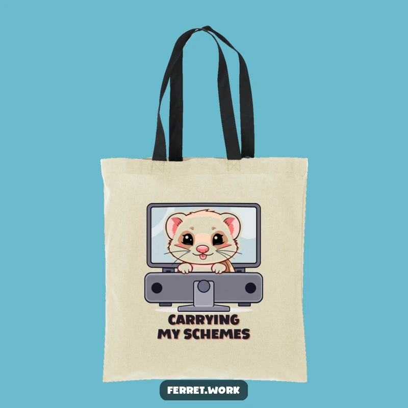 Funny Mischievous Ferret Tote Bag: Hidden Desktop Carry-All Gift