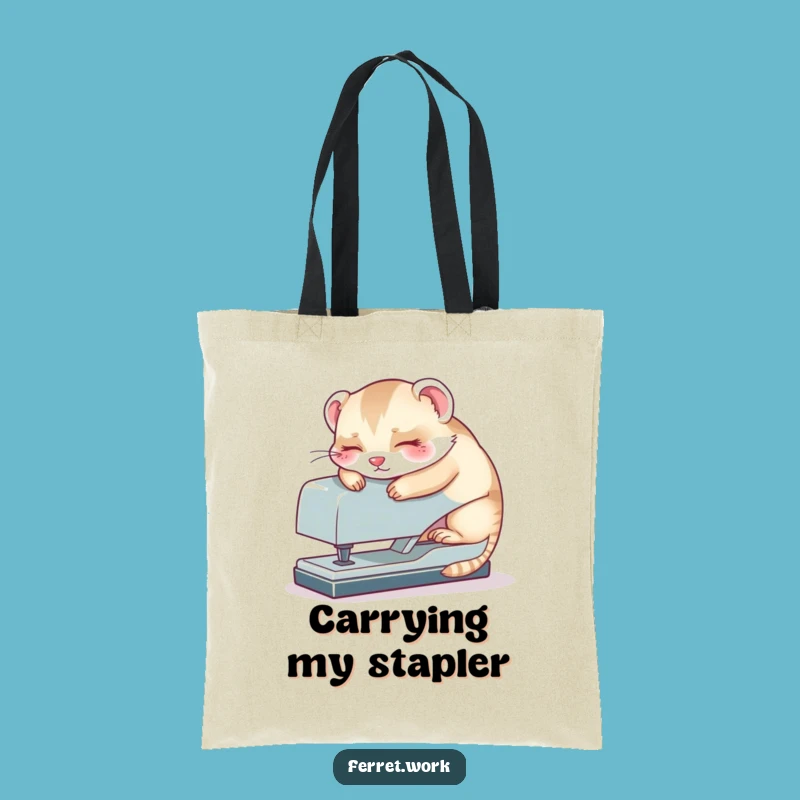 Funny Kawaii Office Ferret Stapler Nap Tote Bag, Carry Your Laughs in Style