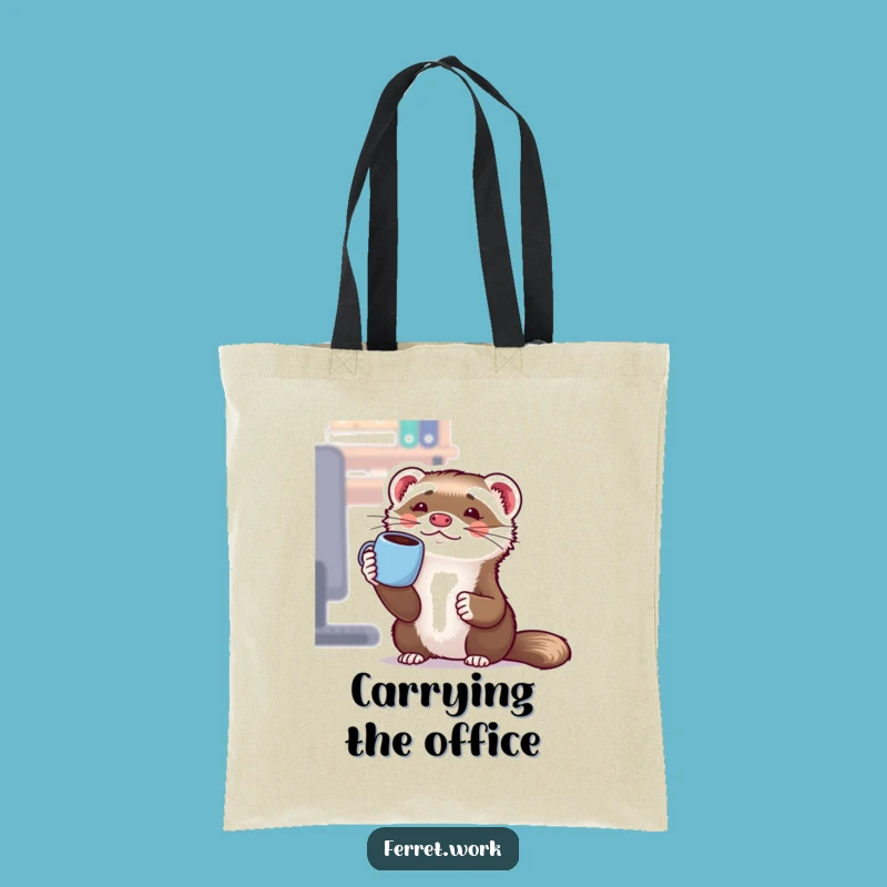 Funny Office Ferret Coffee Mug Tote Bag - Carry Your Essentials with Hilarious Office Style!
