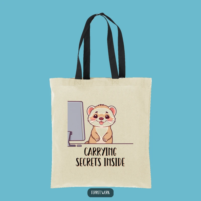 Funny Ferret Computer Grin Tote Bag - Carry Your Tech Gear Gift