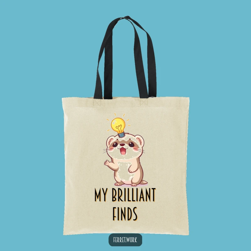 Funny Ferret Idea Tote Bag: Lightbulb moment, a practical and hilarious gift.