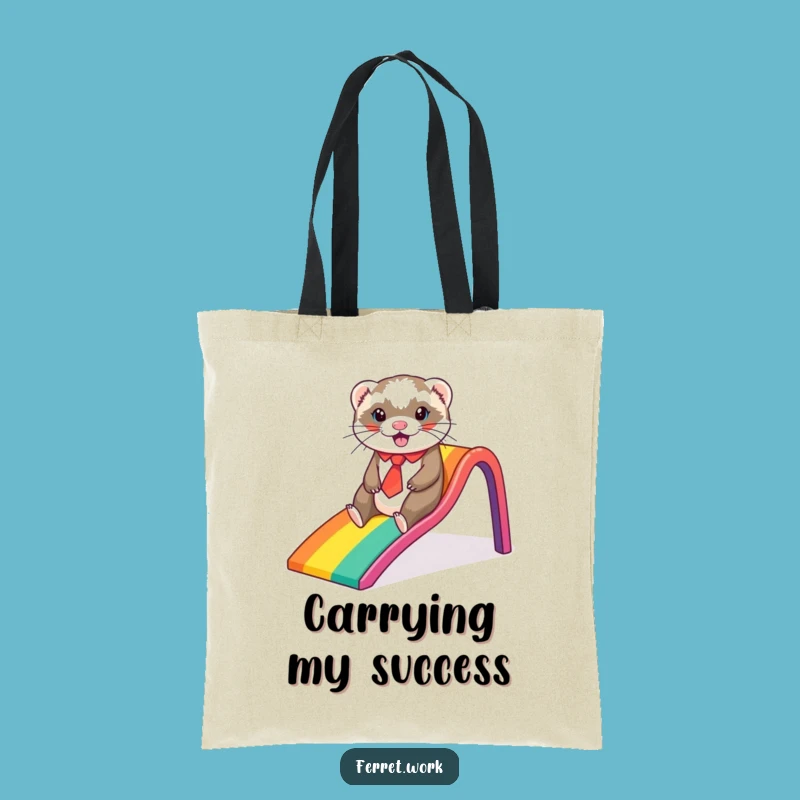 Funny Ferret Rainbow Slide Tote Bag: Carry Your Fun with Humor
