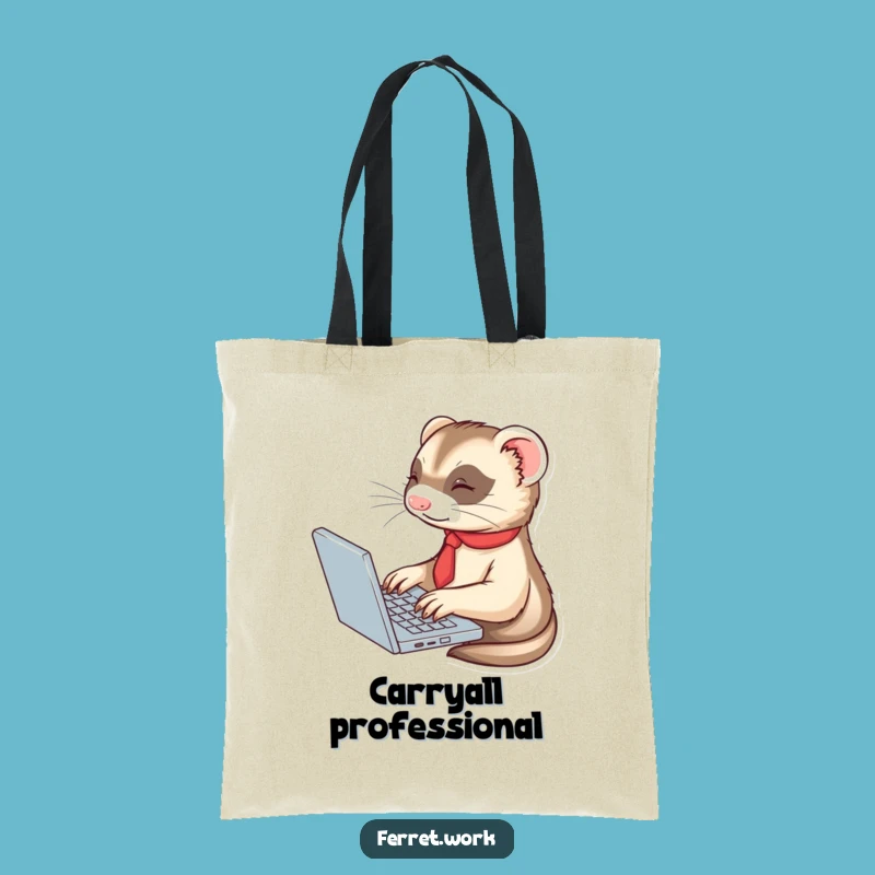 Funny Ferret Tie Tote Bag - Business Laptop Typer Carry-All Gift