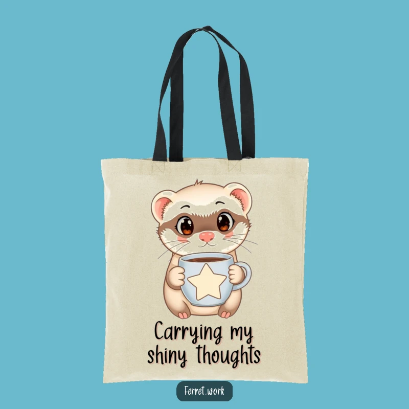Funny Ferret Tote: Curious Eyes & Star Coffee Bag for Shoppers