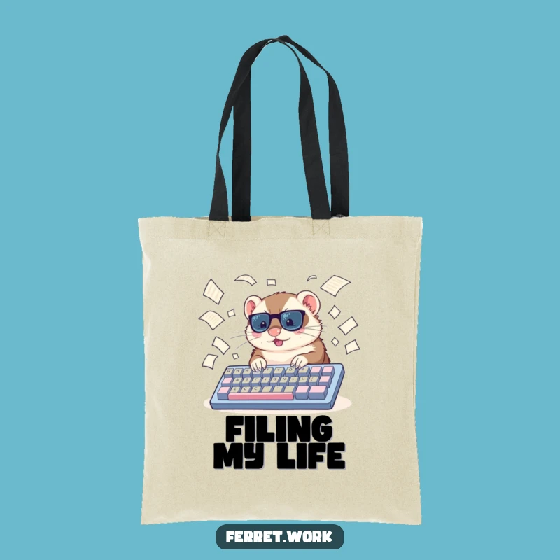 Funny Ferret Typing Tote Bag: Carry Your Workload with Humor