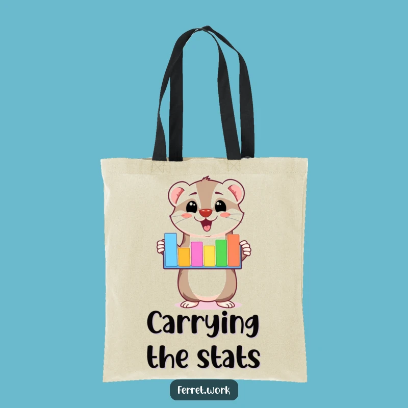 Funny Kawaii Ferret Bar Graph Tote: Enthusiastic Data Carry-All for Stylish, Comical Errands